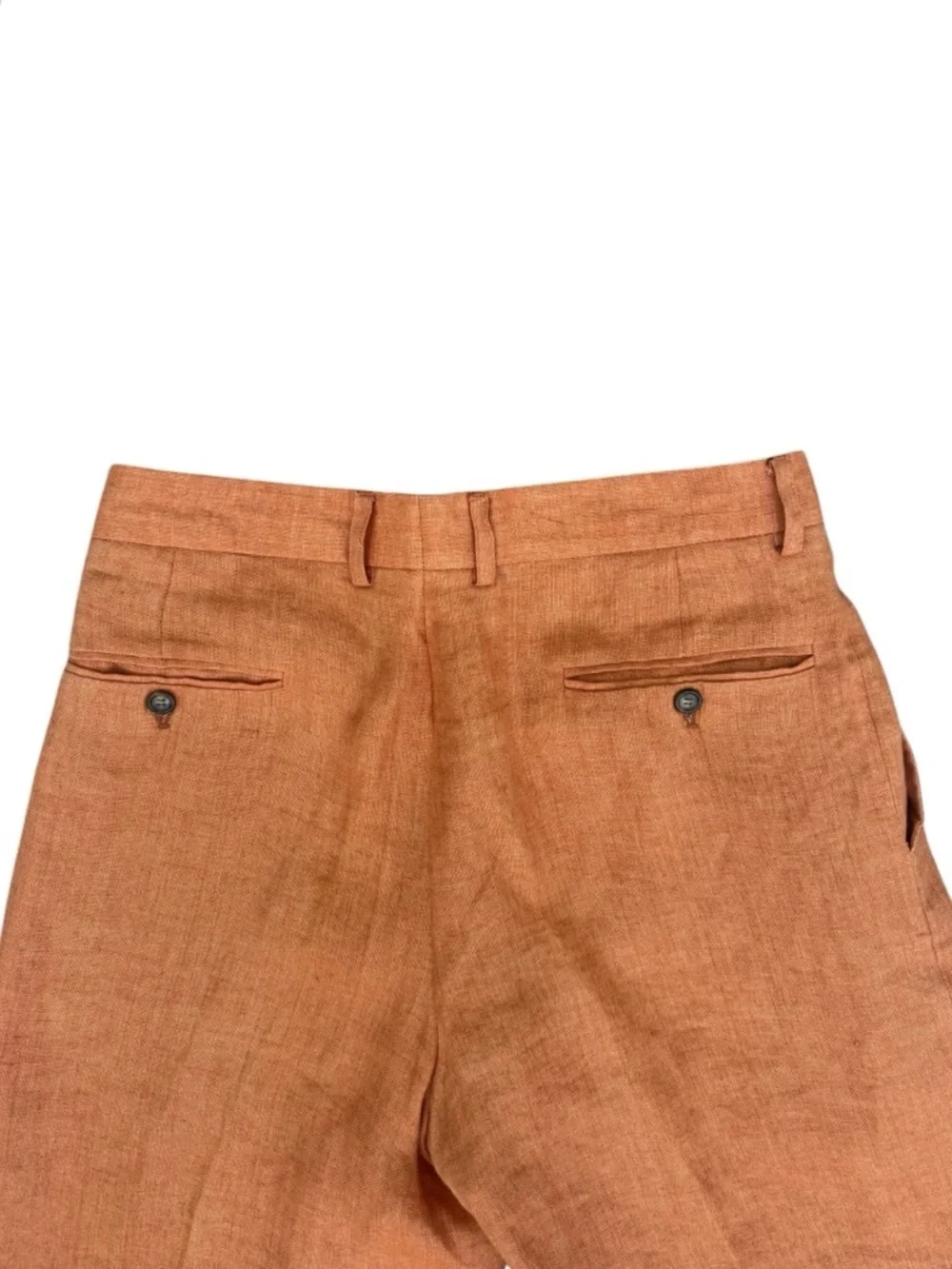 Ike Behar New York Orange Pleated Linen Shorts Size 36